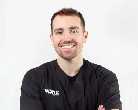 Dr. Joel Gaudet, founder of Tusko, in Wave Dentistry scrubs